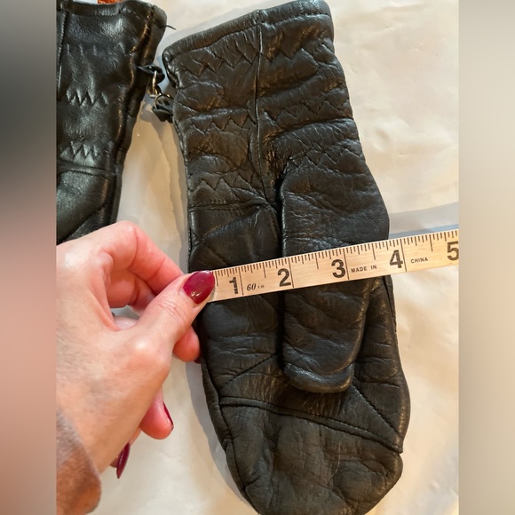 Genuine Deerskin Stay SOFT Black Leather GLOVES Mittens Medium VINTAGE Womens M - Picture 7 of 14